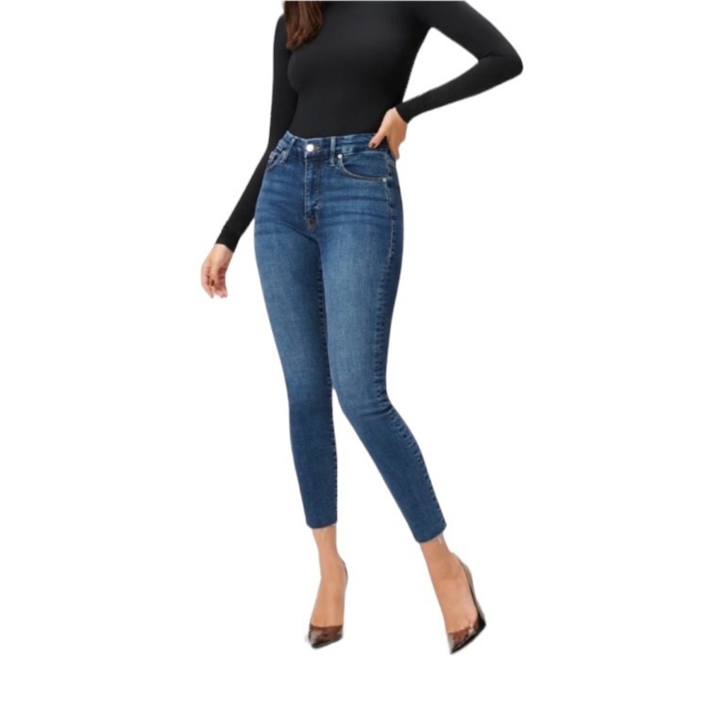 Dark Dark Blue Good American Good Legs Raw HemSkinny Jeans RN# 151301 Size 4/27…